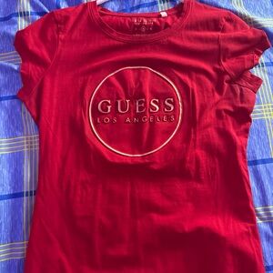 Guess Red Short Sleeve Logo Tee